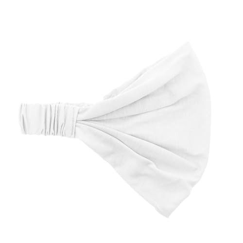 Motique Accessories Wide Cotton Head Band Solid Boho Yoga Style Soft Hairband for Women (White) - color: White