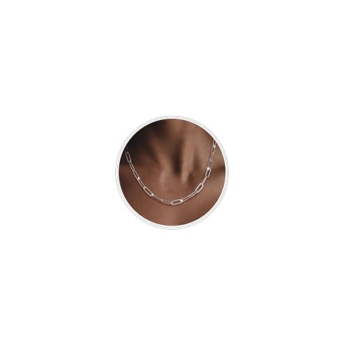 MBW Silver Paperclip Chain Necklace for Women,Dainty Sterling Silver Choker Necklaces for Women Trendy Simple Long Chunky Minimalist Waterproof Link Necklace Jewelry Gifts for Women 16/18/20 in - color: Paperclip-5mm/18inch