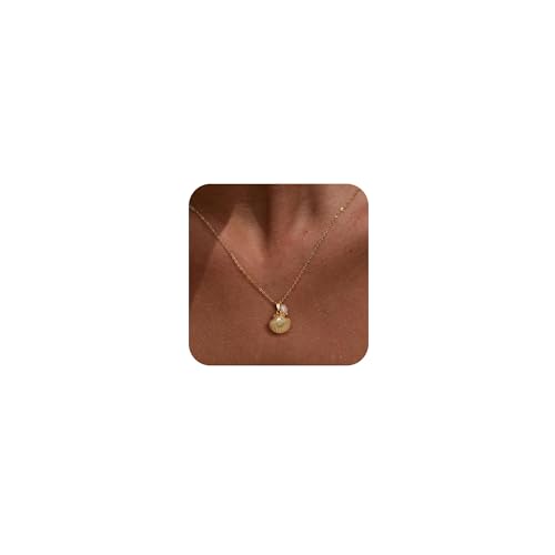 Ewrkbr Gold Necklace for Women,14K Gold Plated Shell Starfish Beach Necklaces Cute Boho Pendant Necklace Fashion Summer Waterproof Pearl Jewelry for Women - color: NK-shell