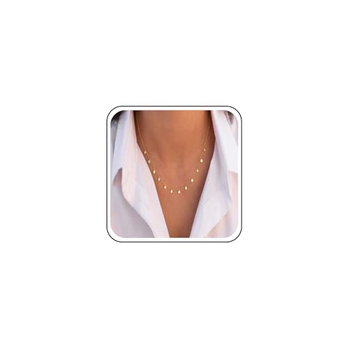 Vintage Disc Coin Necklace Gold Dangle Coin Choker Necklace Round Circle Necklaces Sequin Disc Necklace Chain Jewelry for Women and Girls