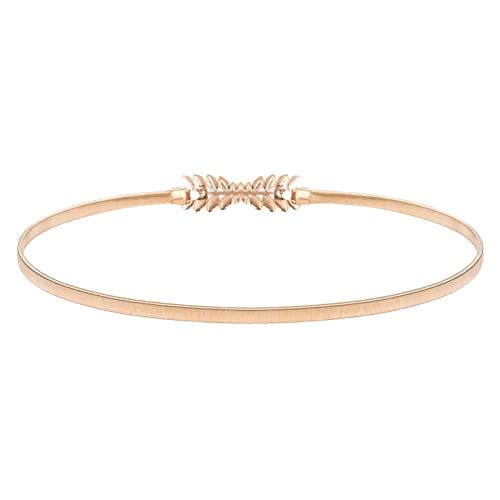 GRACE KARIN Women Skinny Metal Cinch Belt Gold Waistband Elastic Waist Belt CL633 - color: Gold-leaf, size: Large