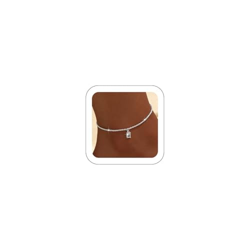 Ankle Bracelets for Women Gold Silver Layered Glitter Anklet for Women Waterproof Beach Cross Anklet Set Dainty Summer Foot Jewelry - color: Rhinestone Anklet