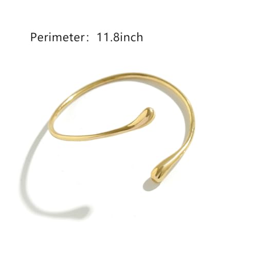 Women's 18k Gold Plated Arm Cuff Bracelet - Minimalist Silver Upper Arm Cuff for Cool - color: G-Gold