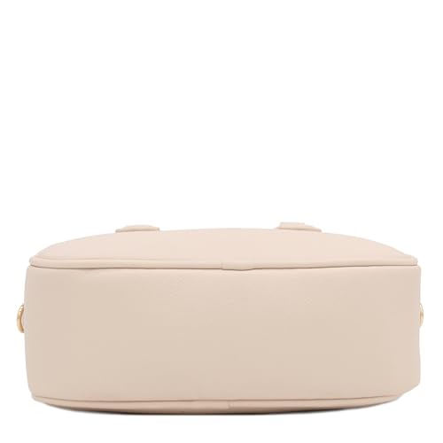 FashionPuzzle Mini PU Leather Satchel Purse Top Handle Crossbody Bag - color: Nude