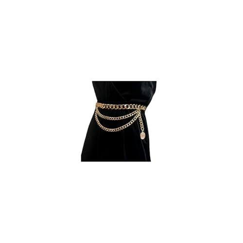 JWICOS Gold Bohemian Layered Waist Chain Belly Chain Belt with Coin Punk Chunky Body Chain for Women and Girls - color: gold