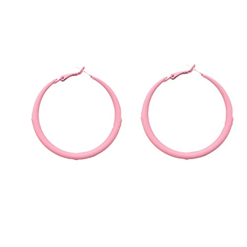 Colorful Matte Hoop Earrings 80s Hoop Earring Retro Earrings Neon Earrings Bright Fluorescence Round Hoop Earings for Women - color: pink