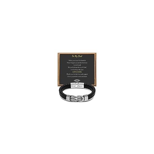Gift for Men Black Braided Leather Infinity Bracelet for Men Dad Husband Boyfriend Son Grandson Brother Nephew Uncle Forever Linked Together Stainless Steel Engraved with Love You Forever Jewelry 7.5|8.5|9 Inches - color: To My Dad from Daughter, size: 8.