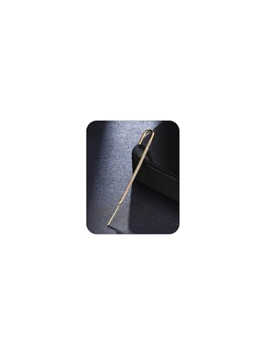 Ear Wrap Hook Earrings for Women Fashion Ear Cuff Crawler Earrings Silver Gold Long Piercing Crystal Curve Style Earring Stick Ear Wrap Earring Rhinestone Trendy Jewelry Gifts - color: full rhinestone-gold