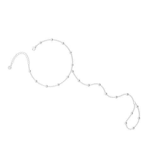 Hand Chain Bracelet for Women Trendy, Dainty Silver Beaded Finger Ring Bracelet Non Tarnish Minimalist Adjustable Simple Cute Silver Bracelets Waterproof Fashion Jewelry - color: Gold-02