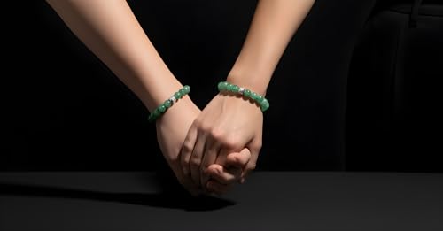 10:10 Beaded Bracelet for Men and Women – Natural Aventurine Gemstones and Stainless Steel – Adjustable & Durable & Elegant – Made in Italy