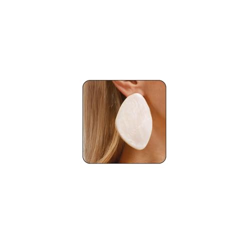 Statement Earrings for Women Big Earrings Large Statement Earrings Chunky Irregular Geometric Drop Dangle Earrings Oval Round Pebble Shape Earrings Chunky Jewelry - style: White