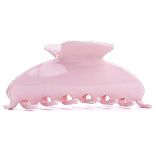 MAORULU Cute Claw Clip for Women – 4.3'' Large Acetate Hair Clips for Thick Thin Curly Long Hair, Durable Hair Clamps Non-slip Jaw Clip, Strong Hold, Stylish French Design (Soft Pink) - color: Soft Pink