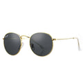Pro Acme Polarized Round Sunglasses for Women Men Classic Retro Circle Metal Sun Glasses 50mm - color: B Gold Frame Grey Lens
