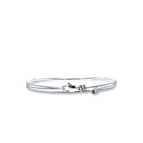 Made by Nami Nautical Rope Bracelet for Men Waterproof & Adjustable Wrap String Bracelets with Snap Hook Gift for Him - color: Grey Silver