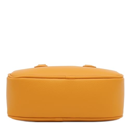 FashionPuzzle Mini PU Leather Satchel Purse Top Handle Crossbody Bag - color: Mustard