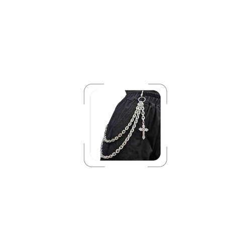 Pants Chain Wallet Chain Punk Chain Hip Hop Butterfly Lock Charm Jeans Chains Rock Chains for Women Men Hipster Women Fashion Trendy Waist Pants Chain Jewelry Clothing Accessories - color: Silver-Cross