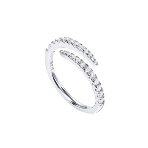 PAVOI 14K Gold Plated Cubic Zirconia Open Twist Eternity Band for Women - color: White Gold, size: 10