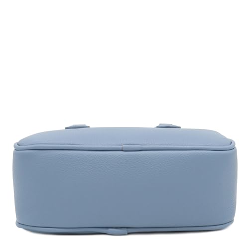 FashionPuzzle Mini PU Leather Satchel Purse Top Handle Crossbody Bag - color: Blue Grey