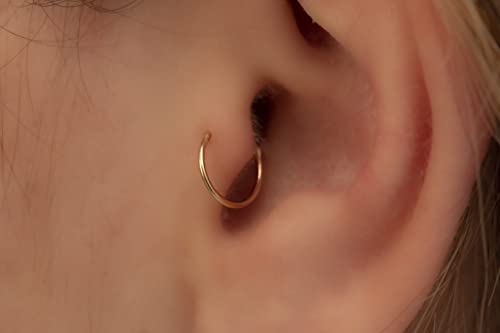 Gold Hoop Earrings Silver Hoop Earrings - Hoop Earrings For Women Two Pcs Of Thin Gold Filled Sterling Silver Hoops, Helix Hoop, Tragus Ring, Cartilage Hoop - color: Gold, style: 5mm 22 gauge / 1 pair