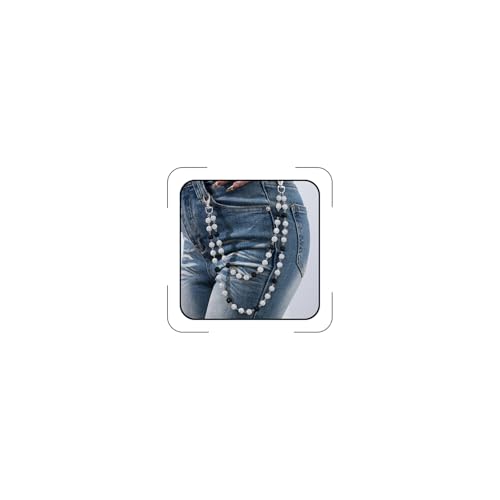 Pants Chain Wallet Chain Punk Chain Hip Hop Butterfly Lock Charm Jeans Chains Rock Chains for Women Men Hipster Women Fashion Trendy Waist Pants Chain Jewelry Clothing Accessories - color: D-White+Black