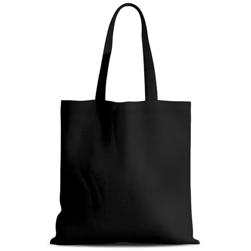 1 Pack Premium Canvas Reusable Tote Gift Bags,Made of Natural Canvas with Handle,Work,DIY,Shopping(Black*1) - color: A4-black