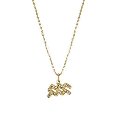 James Michelle Bubble Zodiac Necklace for Women – 3-Year Color Guarantee – Waterproof, Non-Tarnish, Hypoallergenic, Gold PVD Coated – Great for Beach, Wedding, Gifts - style: Aquarius