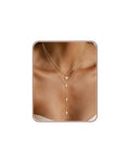 CHESKY Long Necklaces for Women, 14k Gold Plated/Streling Silver Lariat Necklace Dainty Statement Prom Necklace Rosary Cross Sun Drop Pendant Dangle Necklace Gold Prom Jewelry for Women Gifts - style: y necklace 08