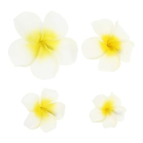 Hair Flower Clips, 4Pcs 7cm White and Pink Hawaiian Frangipani, Plumeria Foam Head Flower Party Beach Hair Clip flower, Hawaiian Hair Clips