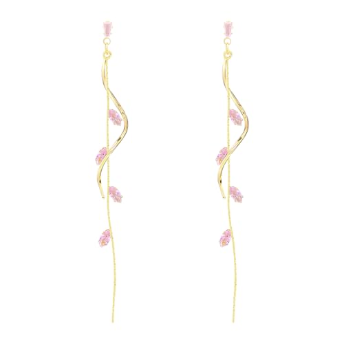 Crystal Drop Earrings,Zirconia Rhinestone Dangling Earrings for Women Prom Party Jewelry Gifts， Dangle Fashion Jewelry Crystal Earrings for Women - color: pink gold