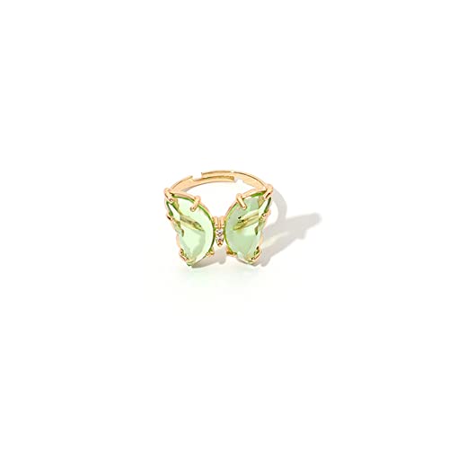 8Pcs Colorful Vintage Bohemian Acrylic Butterfly Knuckle Rings Set for Women Cute Open Adjustable Cuff Circle Finger Thumb Animal Ring Retro Boho Insect Jewelry - color: A 8pcs