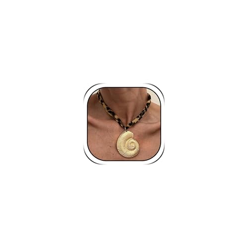 Scarf Necklace with Charm Gold Starfish Chunky Cross Heart Flower Pendants Bandana Charm Necklace Western Scarf for Women Boho Cowgirl Country Cowboy Accessories Beach Vacation Vacation Outfits Jewelry - color: A9-Scarf Necklace With Shell Charm
