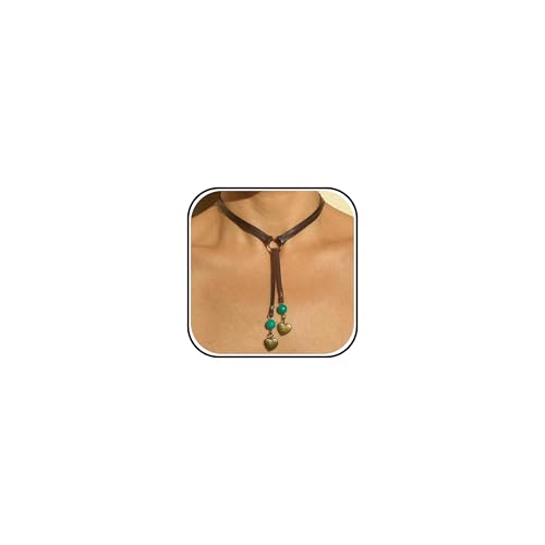 HUASAI Choker Necklace for Women Boho Necklaces Country Concert Outfits for Women Layered Western Choker Necklace Boho Cowgirl Jewelry Accessories Dress - color: N:Turquoise Boho Necklace