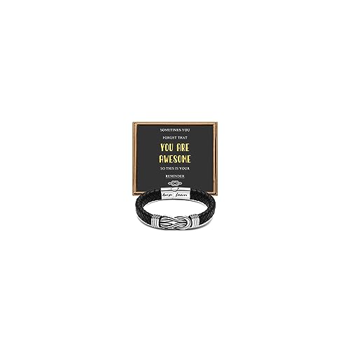 Gift for Men Black Braided Leather Infinity Bracelet for Men Dad Husband Boyfriend Son Grandson Brother Nephew Uncle Forever Linked Together Stainless Steel Engraved with Love You Forever Jewelry 7.5|8.5|9 Inches - color: Inspirational Bracelet-You Are Aw