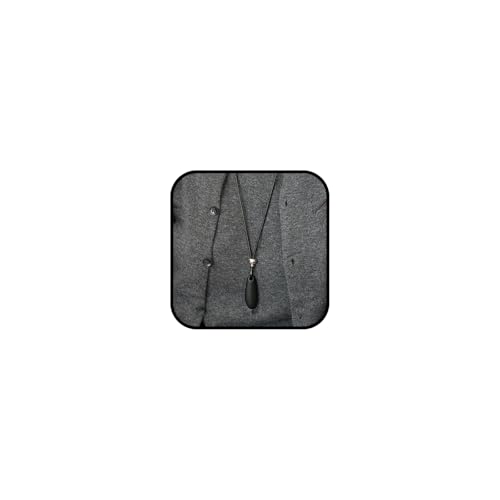 Long Gold Pendant Necklaces for Women Trendy Chunky Silver Big Pendant Statement Goth Black Leather Cord Rope Large Bean Necklace Boho Dangle Jewelry - color: Black