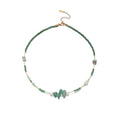 Turquoise Choker Necklace for Women, Western Crystal Bead & Pearl Necklace with Adjustable Chain Natural Stone Energy Jewelry, Boho Beaded Choker for Gifts - color: Green Aventurine