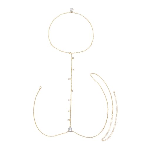Sexy Crystal Back Chain Necklace for Women Rhinestone Simple Body Chain Gold Silver Backdrop Chain Body Jewelry Wedding Bridal Party Prom - color: Gold
