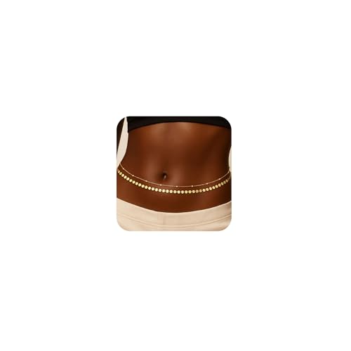 HERSIN Waist Chain for Women, 14k Gold/Silver Plated Dainty Waist Chain Cute Body Chain Gold Chain Belt for Womens Belly Chain Beach Accessories for Womens Summer Jewelry for Women Gifts - style: coinbead-GD