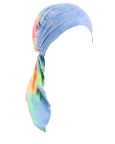Chemo Headwear for Women Pre-Tied Head Scarf Headwraps Soft Turbans Cancer Hats Chemo Beanie Coverings Scarves - color: Blue and Green