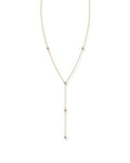PAVOI 14K Gold Plated Drop Lariat Chain for Women - Cubic Zirconia Long Necklace - Station Star Layered Beaded Y Necklace - style: Station