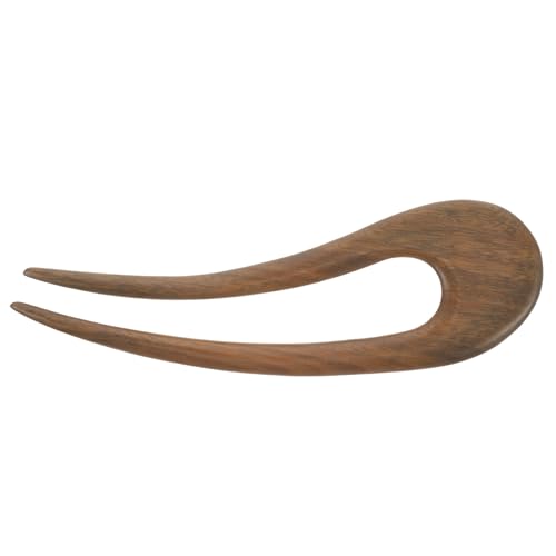 Sandalwood Hair Stick Hair Fork 14.5x4.3cm Double Prong Hairpin for Women Classical Updo