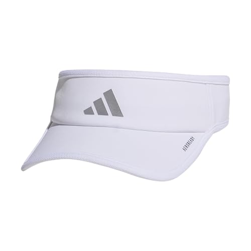 adidas Women's Superlite Visor – Lightweight Moisture-Wicking Running Tennis Hat - color: White/Silver Metallic/3