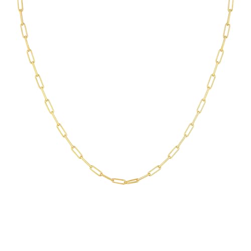 Destin Jewelry Paperclip Chain Necklace for Women, Waterproof 18K Gold Plated Stainless Steel, Hypoallergenic, Adjustable Layering Chain, Tarnish-Resistant, 2.5–6.5mm - color: 18K Yellow Gold Plated Stainless Steel, size: 18" + 2", style: 2.5 MM