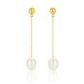 Pearl Earrings for Women, Dainty Wedding Bridal Earrings 14k Gold Plated CZ Pearl Drop Earrings for Women Trendy Hypoallergenic Unique Gold Drop Earrings Fashion Prom Jewelry - color: Gold-H