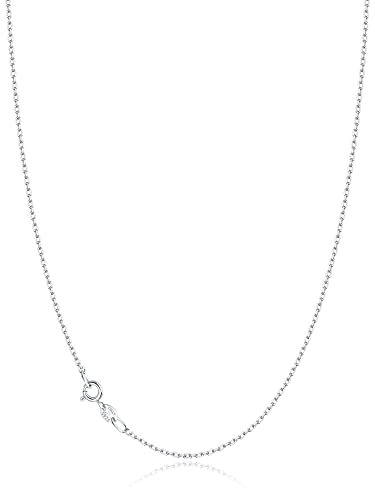Jewlpire 18k Gold Plated 925 Sterling Silver Chain Necklace for Women, 1mm Cable Chain Necklace Sturdy & Shiny Women's Chain Necklaces 14 16 17 18 20 22 24 Inch - color: 925 Sterling Silver, size: 17 Inch