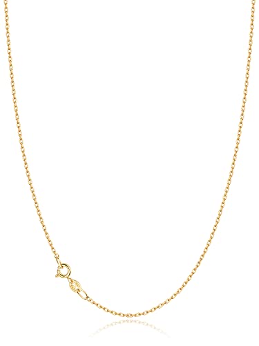 Jewlpire 18k Gold Plated 925 Sterling Silver Chain Necklace for Women, 1mm Cable Chain Necklace Sturdy & Shiny Women's Chain Necklaces 14 16 17 18 20 22 24 Inch - color: 18K Gold Plated, size: 16 Inch