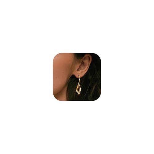 Dangle Earrings For Women, Silver Plated Lightweight Drop Earrings With Sparkling Cubic Zirconia,14K Gold Plated Hypoallergenic Face Shaping Earrings For Wedding Party Daily Office Jewelry Gift - color: Gold