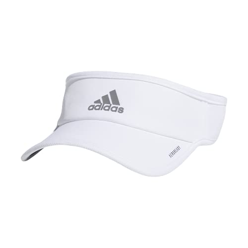 adidas Women's Superlite Visor – Lightweight Moisture-Wicking Running Tennis Hat - color: White/Silver Reflective/3