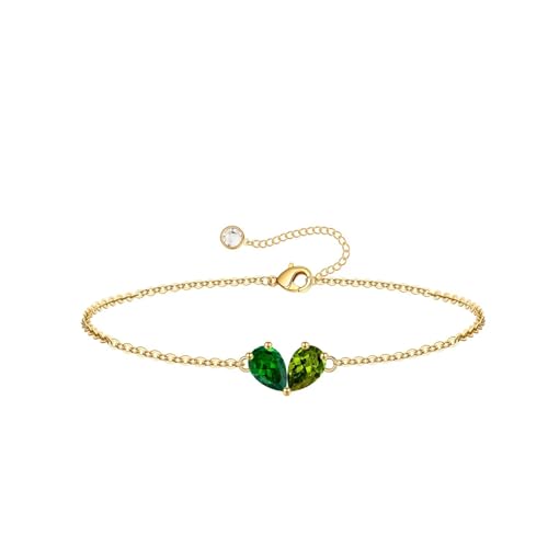 Turandoss Gifts for Women Her Daughter - 6 7 8 9 10 11 12 13 14 15 16 Year Old Girls Birthday Gifts, 14K Dainty Gold Plated Created Birthstone Bracelets for Women Girls Teens Jewelry Gifts - color: 05-08-May-Aug-Birthstone