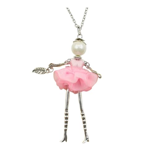 Crystal Paris Doll Necklace for Women, Handmade Cute Dress Long Chain Pendant Necklace Prom Costume Jewelry - style: 21