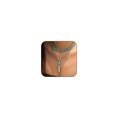 Boho Outfits for Women Boho Necklaces Country Concert Outfits Nashville Western Jewelry Choker Necklaces Long Leather Necklace Western Dress Jewelry Country Cowgirl Accessories Gifts - color: L4